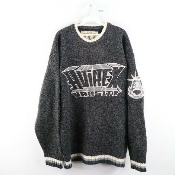 Vtg 90s Avirex Varsity Wool Acrylic Knit Sweater